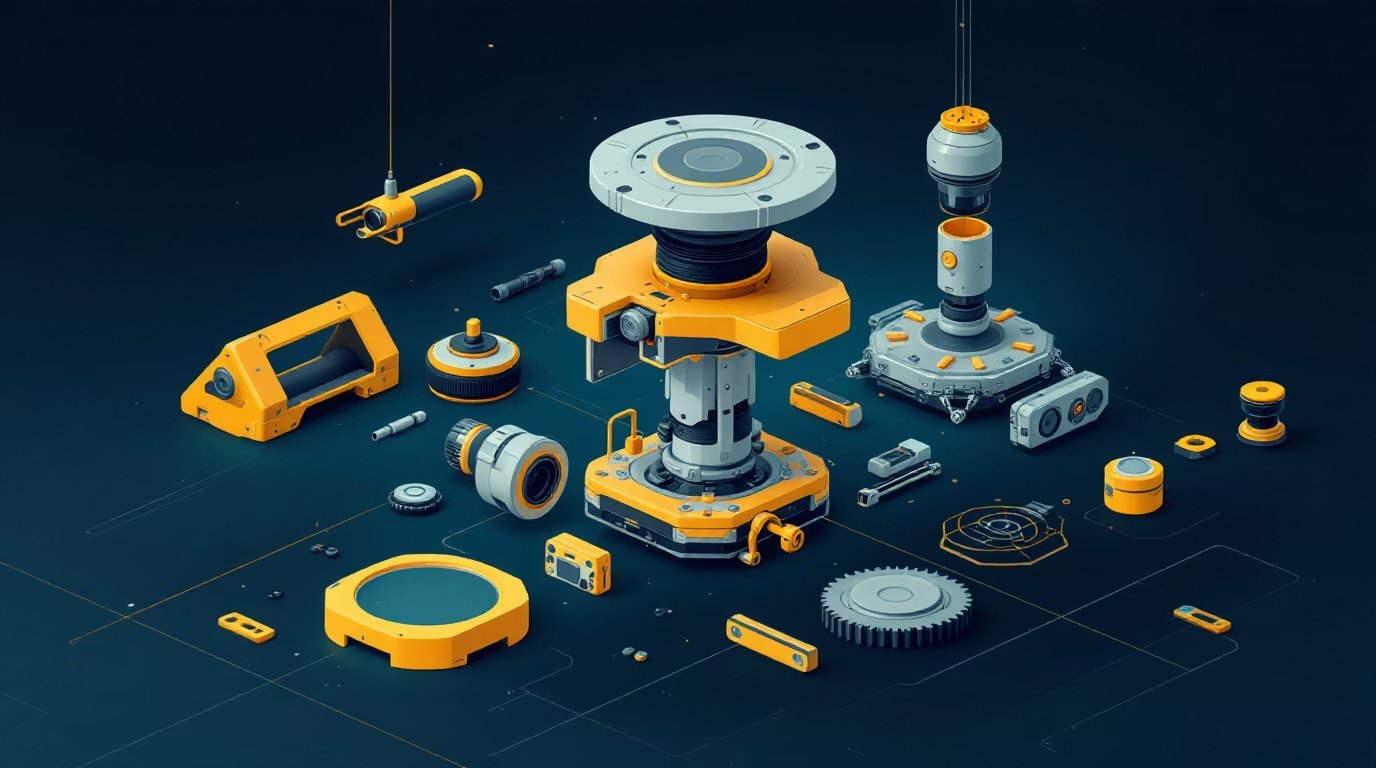 Exploded view of the Dronest battery and docking interface components